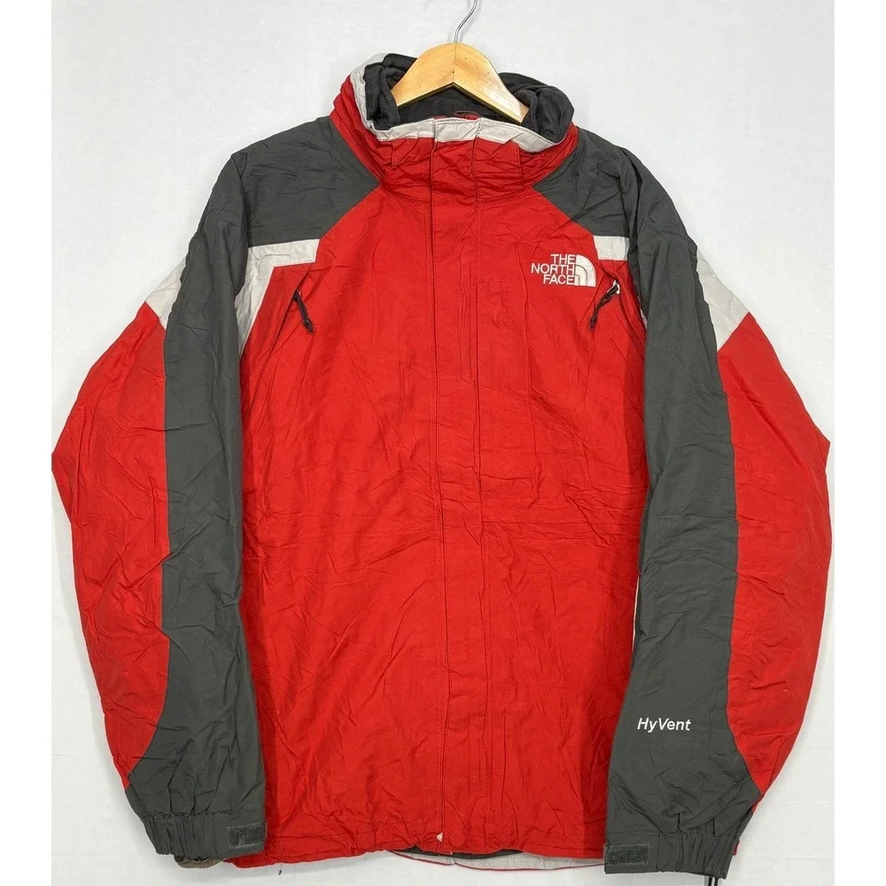 The North Face‎ Hyvent Parka Jacket Mens Red Black Full Zip Waterproof Outdoor L